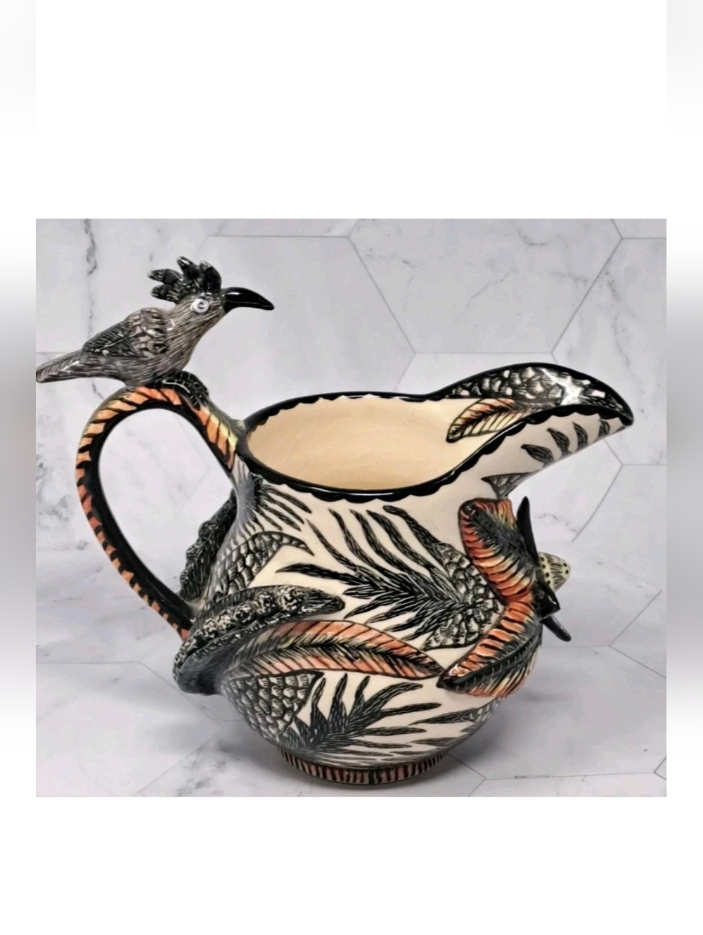 Ardmore South Africa Ceramic Bird Jug - Creamer Handpainted And Signed